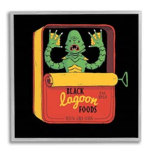 Black Lagoon Creature Novelty Tuna Can Design by Michael Buxton Framed Fantasy Art Print 17 in. x 17 in.