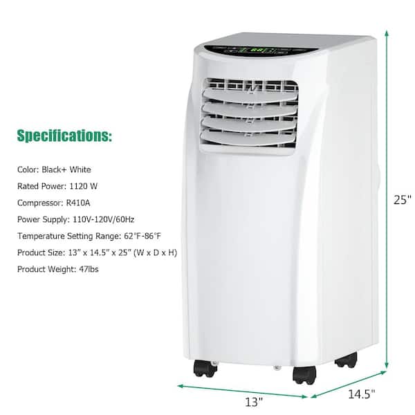 Costway 8,000 BTU Portable Air Conditioner Cools 250 Sq. Ft. with