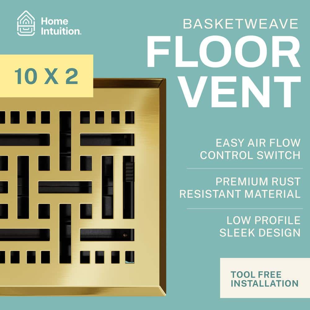 Polished Brass Basketweave Floor Vent Register with Mesh Net
