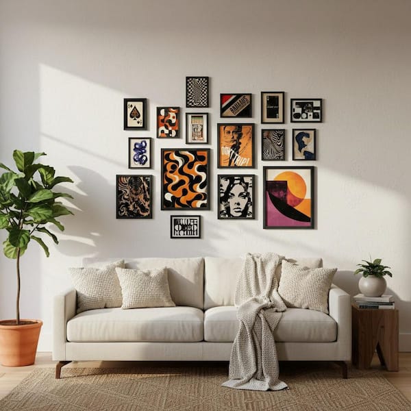 16 PCS Framed Retro 70s Wall Art 7 in. x 5 in. LINBQ274 - The Home