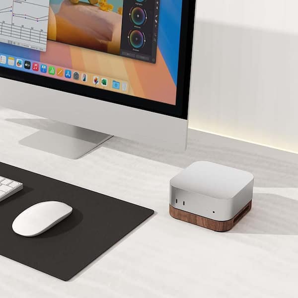 Wood Desk Stand with Cooling Pad Dust Mount Proof Base for 2024