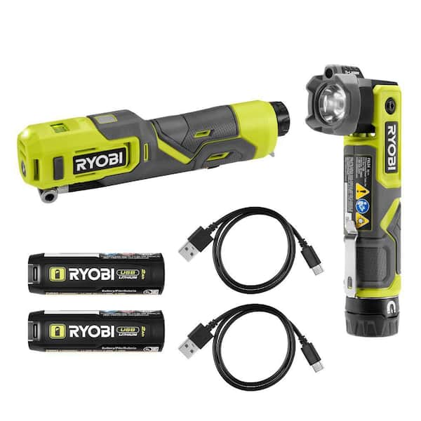 USB Lithium LED Compact Flashlight and Cordless High Pressure Portable Inflator Kit w/ (2) Batteries and Charging Cables
