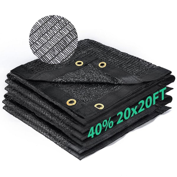 20x20 FT Garden 40% Shade Cloth Resistant Sun Shade Net Mesh Tarp with HDPE Material and Reinforced Grommets Shade Trap