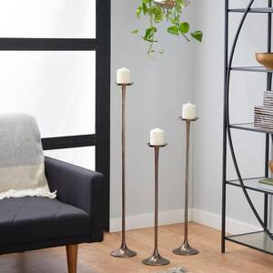 Black Aluminum Tall Candle Holder (Set of 3)