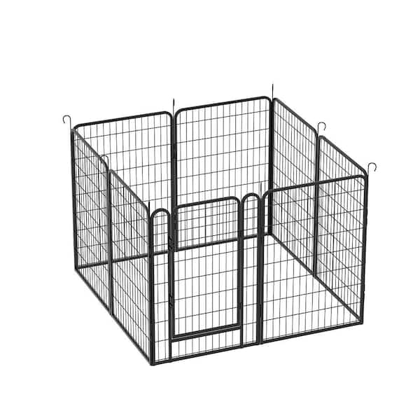 39.37 in. H Metal Iron Garden Fence with Automatic Locking Mechanism