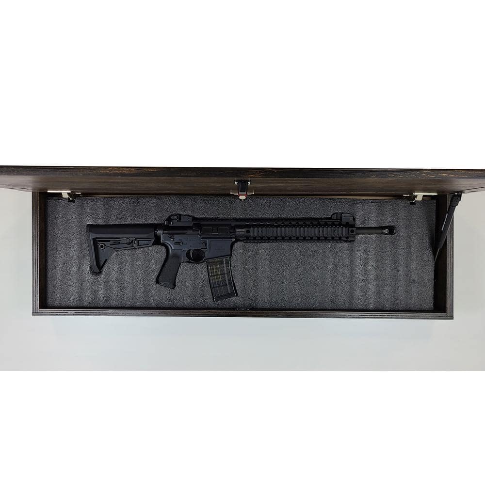 Black Distressed Wood Wall Decor with Hidden Gun Compartment