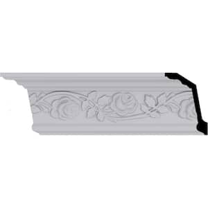 3-3/4 in. x 5-1/2 in. x 94-1/2 in. Polyurethane Rose Crown Moulding
