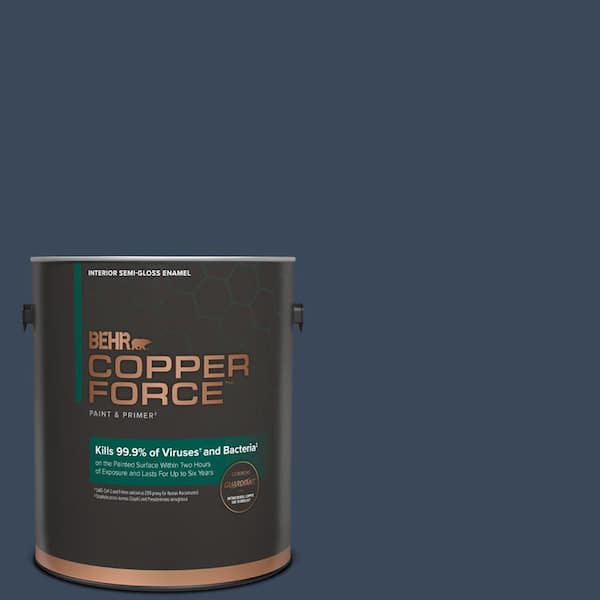 COPPER FORCE 1 gal. #M500-7 Very Navy Semi-Gloss Enamel Virucidal and Antibacterial Interior Paint & Primer