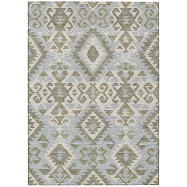 Chantille Machine Washable Indoor/Outdoor Abstract ACN2959 Silver 5 ft. x 7 ft. 6 in. Area Rug