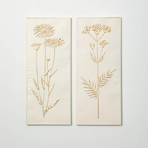 SULLIVANS Gold-Brushed Botanical Decorative Sign 29.5 in. x 12.25 in. (Set of 2)