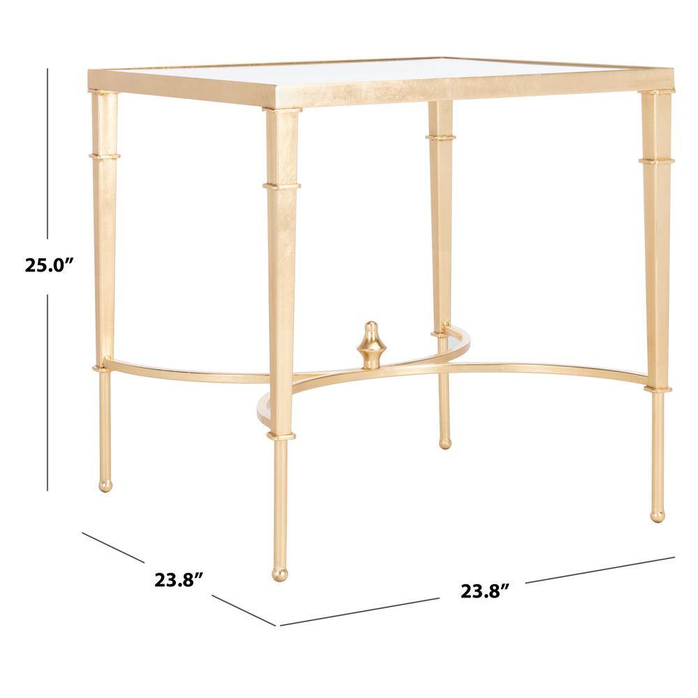 Mendez Gold Leaf Glass Top Square Accent Table
