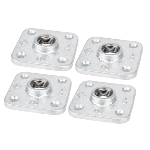 PIPE DECOR 1/2 in. Galvanized Iron Square Floor Flange (4-Pack)