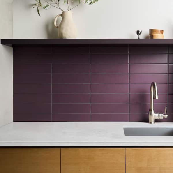 Sway Dark Purple 2.75 in. x 11.02 in. Matte Porcelain Floor and Wall Tile (5.91 sq. ft./Case)