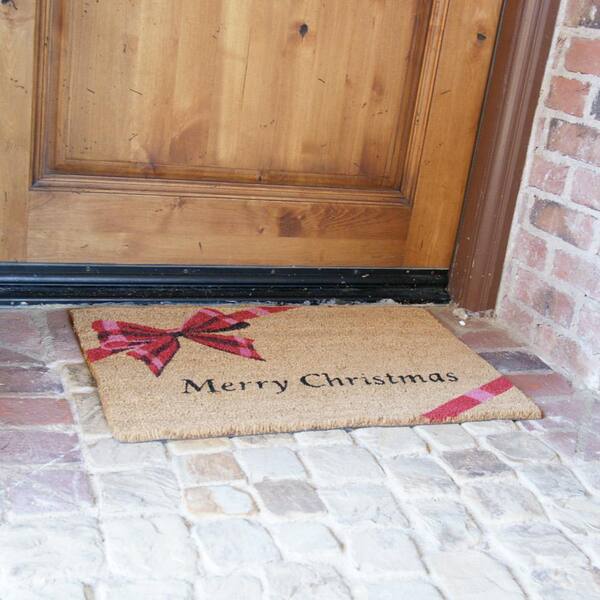 Rubber-Cal Outdoor Christmas Doormat Kit - 2 Coco Coir Doormats & 1 Herringbone Boot Scraper