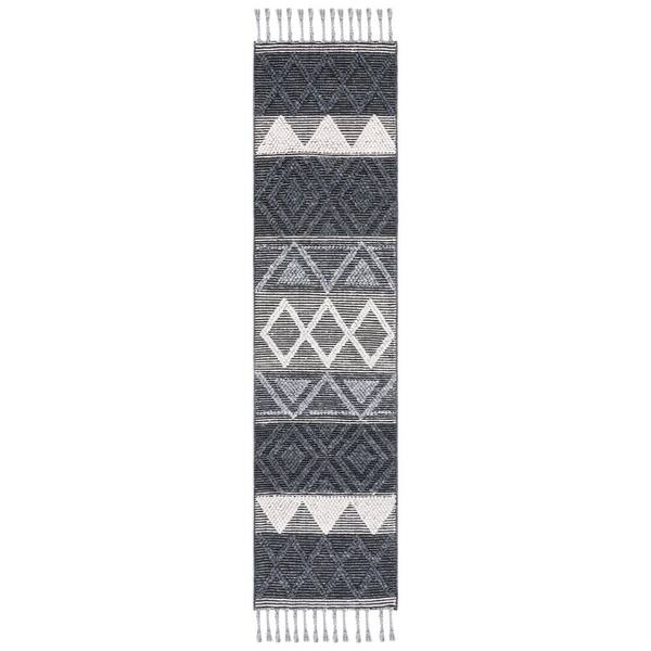 Natura 2 ft. x 9 ft. Charcoal/Ivory Tribal Runner Rug