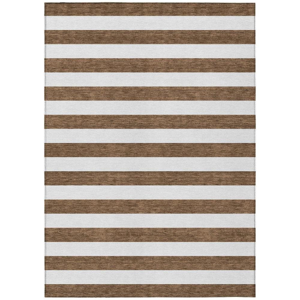 Chocolate 5 ft. x 8 ft. Woven Striped Polyester Rectangle Indoor/Outdoor Area Rug price history on PriceWatchPro