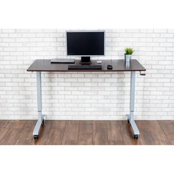 Luxor 59"w Crank Adjustable Stand up Desk Dark Walnut for sale online 
