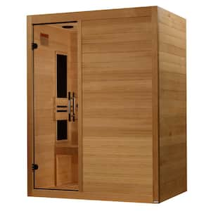 Yoga Series 3-Person Indoor Wood Infrared Sauna with Red Light Therapy, Bluetooth and Room for Hot Yoga and Exercise