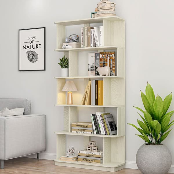 Noble House Fitzroy 64.56 in. Tall White Wood 5-Tier Rectangle