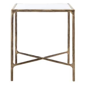 Jessa 18 in. Brass Square Marble End Table