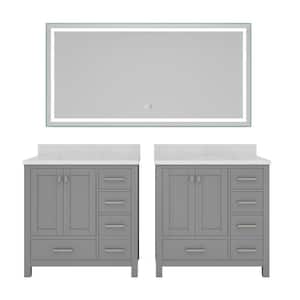 36 in. W x 22 in. D x 35.4 in. H Single Sink Bath Vanity in Gray with Top (2 PCS) and Mirror (1 PC)