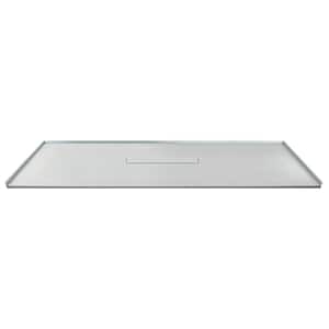 Zero Threshold 79 in. L x 40 in. W Customizable Threshold Alcove Shower Pan Base with Center Drain in Grey