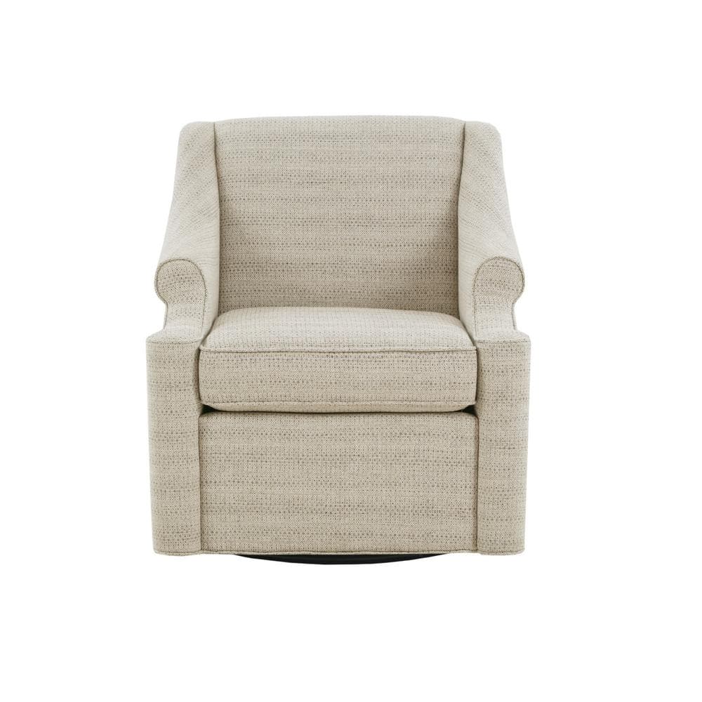Tan Poly Fabric Modern Swivel Glider Chair