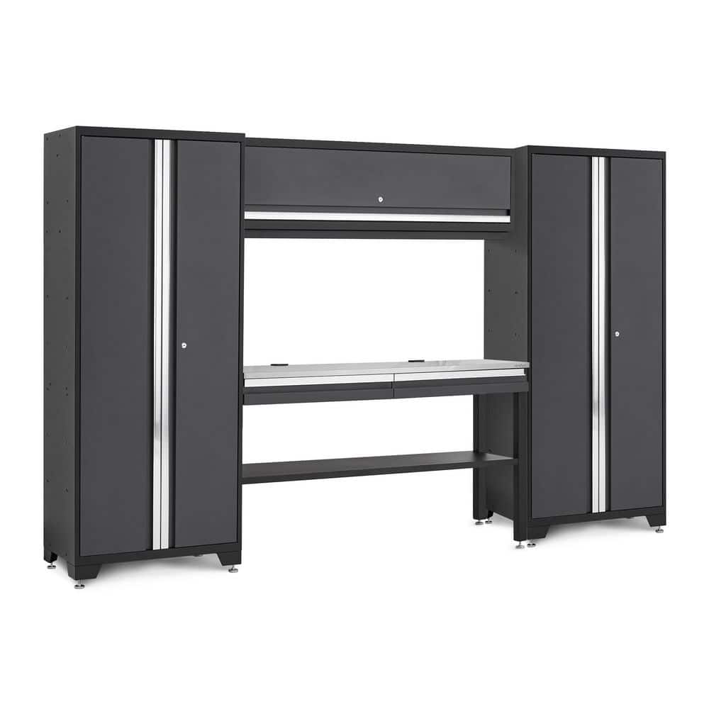 "Bold Series 120"" W x 76.75"" H x 18"" D Pre Assembled 24-Gauge Steel 5-Piece Garage Storage System Set in Gray, SS Worktop" price history on PriceWatchPro