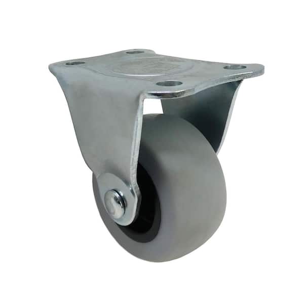 Everbilt 2 in. Gray Rubber Like TPR and Steel Rigid Plate Caster with 90 lbs. Load Rating