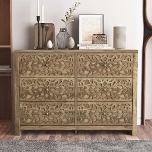 Avaro 6 Drawer Knotty Oak Dresser (31.7 in. H x 45.4 in. W x 16.1 in. D)