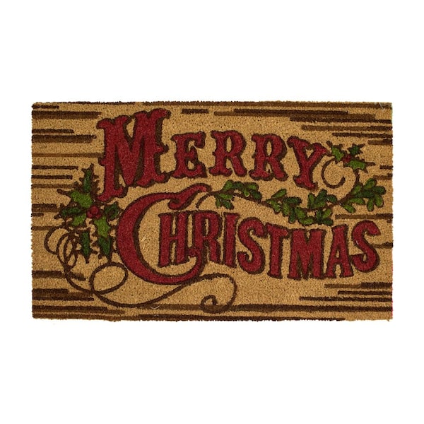 Home Accents Holiday Rustic Christmas 18 in. x 30 in. Coir Holiday Mat