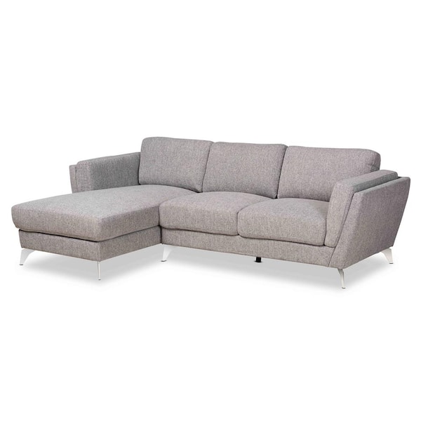 Baxton Studio Mirian 2- Piece Grey Fabric Left Facing Sectionals