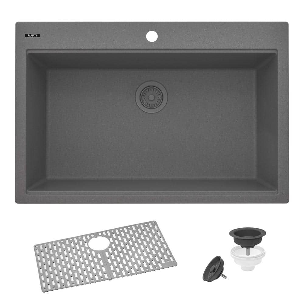 Urban Gray 33" Granite Composite Single Bowl Kitchen Sink