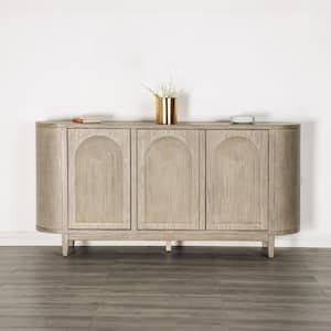 Hairin White Oak Wood 77 in. Buffet Server with 3-Doors