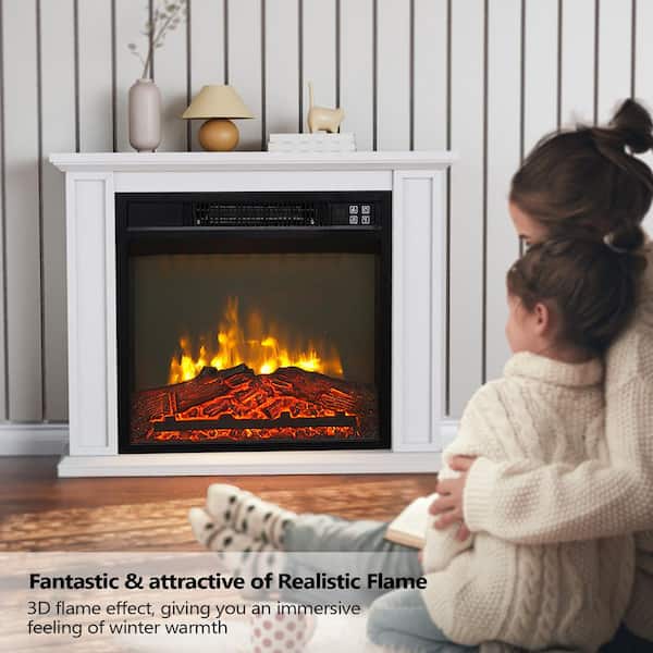Karl home 27 in. Freestanding Electric Fireplace in White