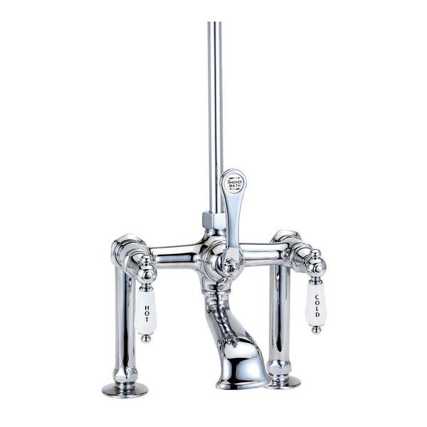 Elizabethan Classics RM13 3-Handle Claw Foot Tub Faucet with Porcelain Lever Handles in Oil Rubbed Bronze