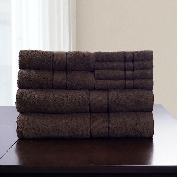 Lavish Home 8-Piece 100% Cotton Bath Towel Set in Chocolate