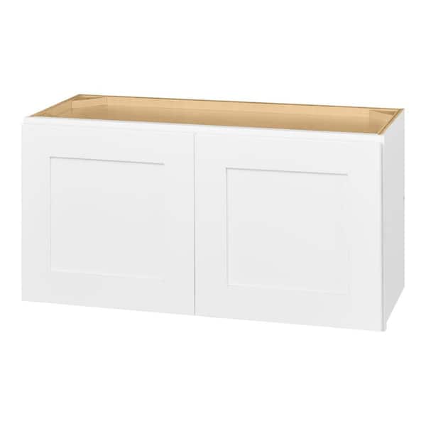 Hampton Bay Avondale 30 in. W x 12 in. D x 15 in. H Ready to Assemble Plywood Shaker Wall Bridge Kitchen Cabinet in Alpine White