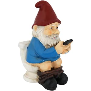 9.5 in. Cody the Gnome Reading Phone on The Throne Garden Statue
