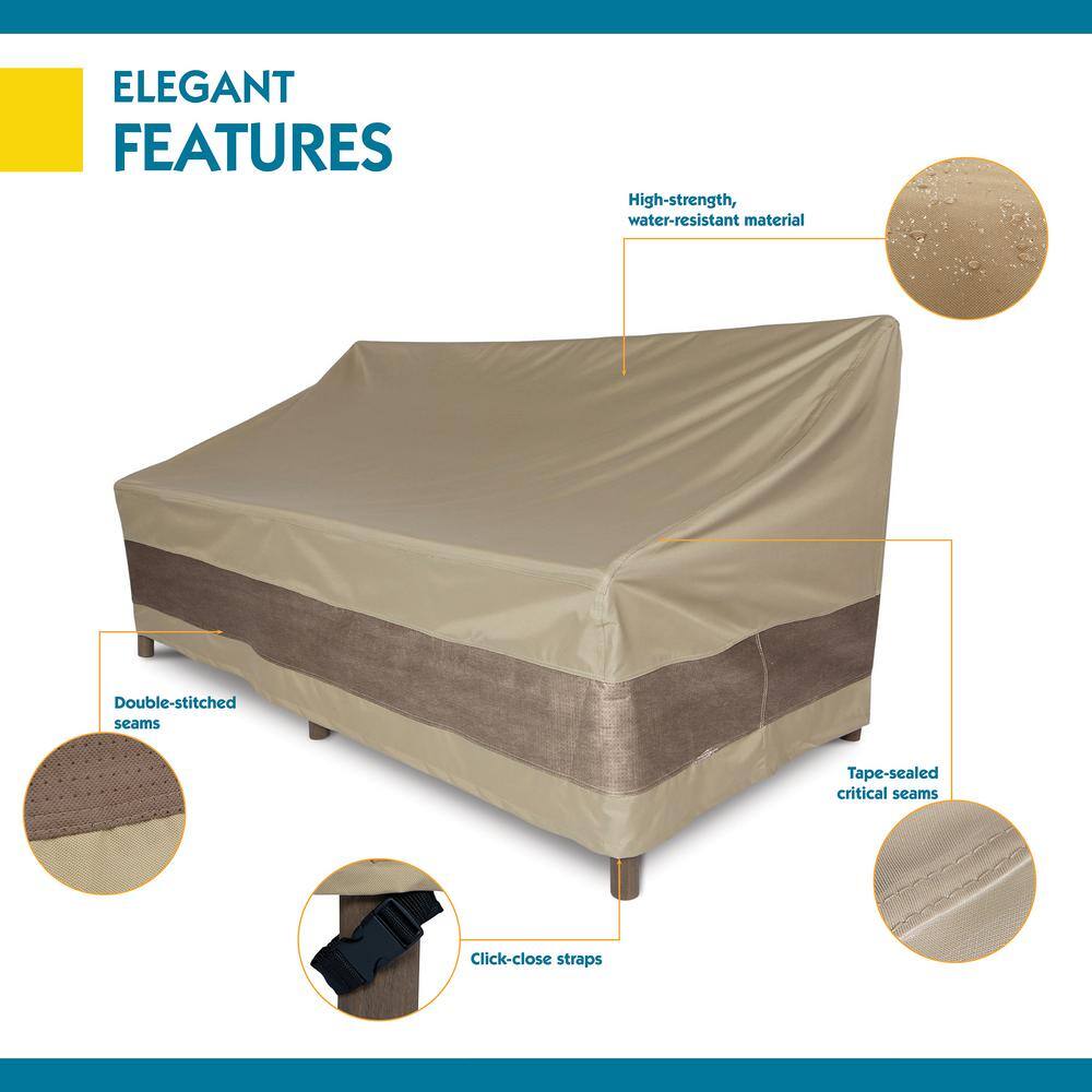 Elegant Tan Polyester Patio Loveseat Cover with Snaps