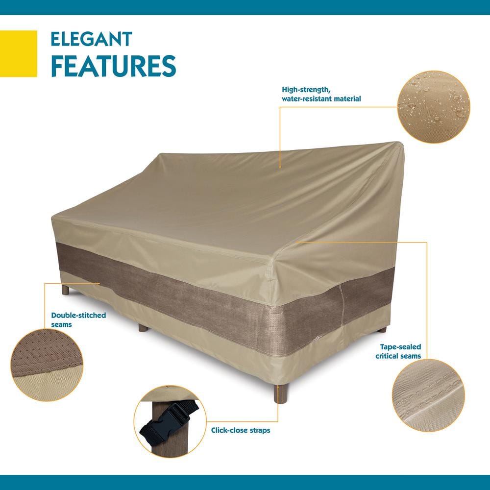 Elegant Waterproof 79 Inch Beige and Brown Patio Sofa Cover