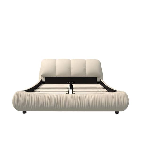 Harper & Bright Designs High End Beige Wood Frame Queen