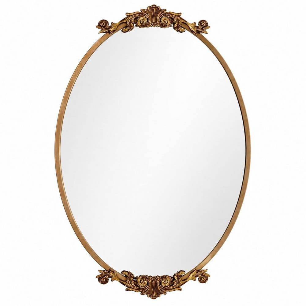 Gold 28 in. W x 40 in.H Oval Ornate Aluminium Alloy Framed Decorative Wall Accent Mirror price history on PriceWatchPro