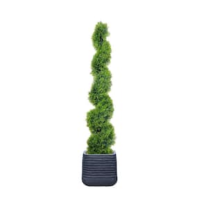 Artificial Spiral Topiary 66 in. Fake Spiral Topiary Sustainable Planter Indoor and Outdoor Planter Vintage Home