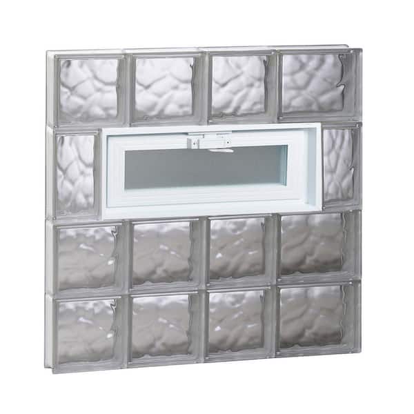 Clearly Secure 25 in. x 25 in. x 3.125 in. Frameless Wave Pattern Vented Glass Block Window