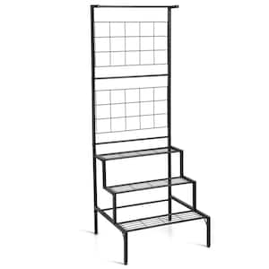 62 in Tall Outdoor Black Metal Plant Stand (3-Tiered)