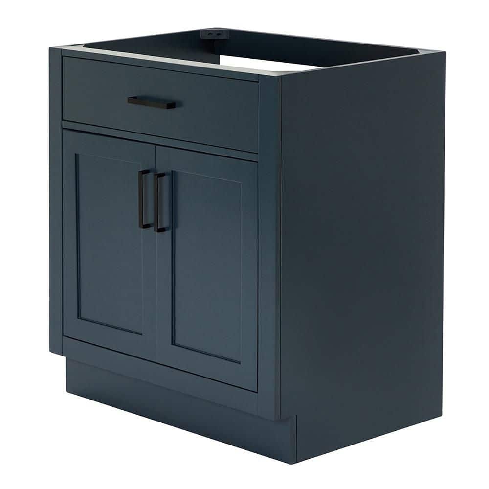 Midnight Blue Hardwood Single Freestanding Vanity Cabinet