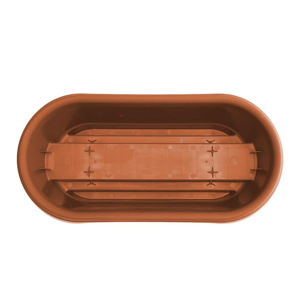 Terracotta Rectangular Resin Deck Rail Planter, 24-inch