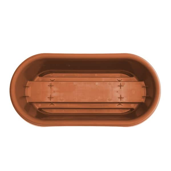 Bloem Deck Rail Planter 24 in. Terra Cotta Plastic Deck Rail