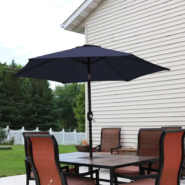 7.5 ft. Aluminum Market Tilt Patio Umbrella in Blue